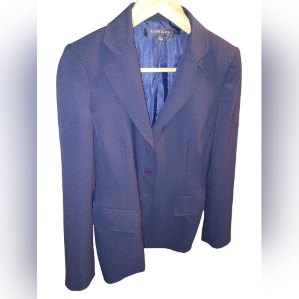 Anne Klein Womens Midnight Blue Pant Suit Blazer And Slacks Size 2